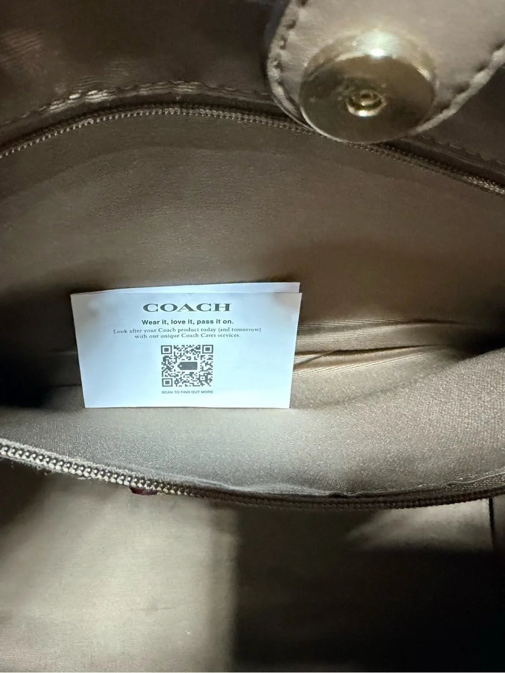 Coach Brown Leather Canvas-Trim Tote with Removable Strap